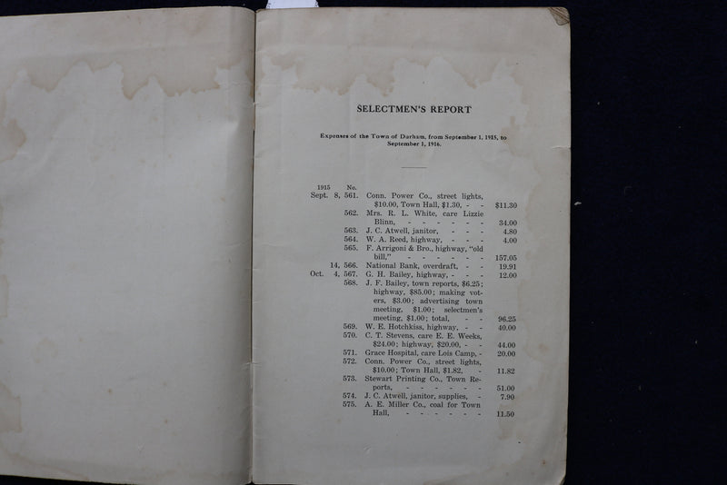 1908-1931 TOWN OF DURHAM, CONNECTICUT TOWN REPORTS-SOFTCOVER - LOT OF 3 - K 1530