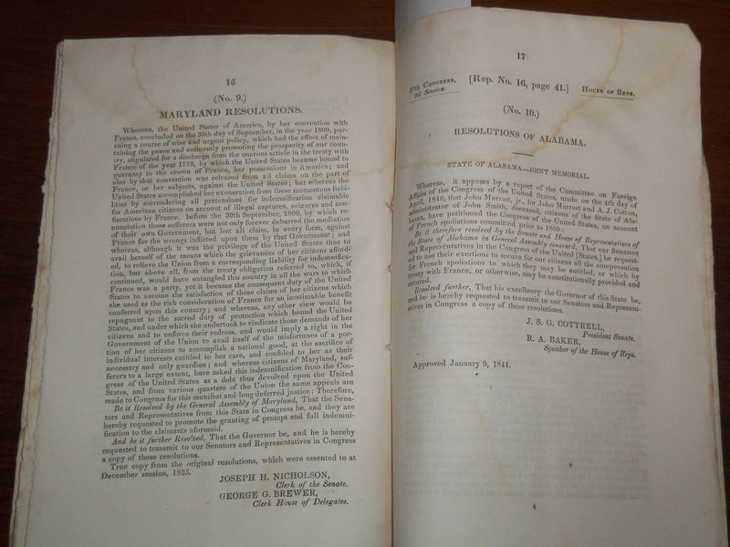 1843 ADDRESS OF CLAIMANTS INDEMNITY FOR SPOILATIONS BY THE FRENCH - K 1201