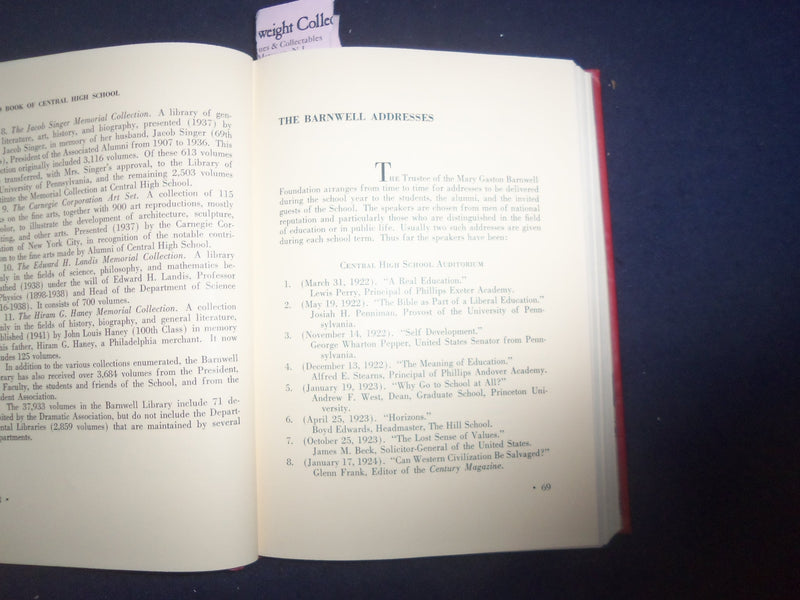 1945 CENTRAL HIGH SCHOOL OF PHILADELPHIA 1944-1946 HARDCOVER BOOK - KD 8171