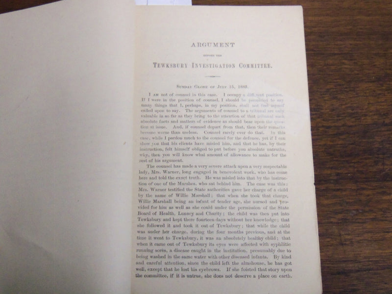 1883 TEWKSBURY INVESTIGATION COMMITTEE BULLETIN BY GOV. BENJAMIN BUTLER - K 1166
