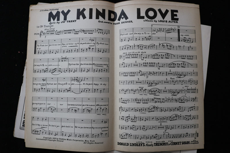 1929 MY KINDA LOVE MUSICAL SCORE MULTIPLE INSTRUMENTS-ROBBINS PUBLICATION-K 2934