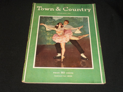 1933 JANUARY 1 TOWN & COUNTRY MAGAZINE - GIFFORD BEAL FRONT COVER - E 2522