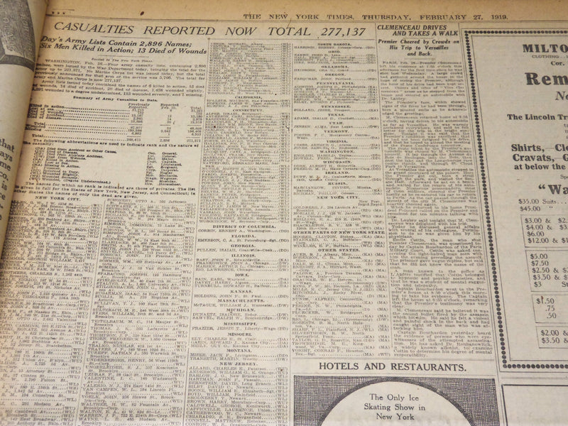 1919 FEBRUARY 27 NEW YORK TIMES - PRESIDENT EXPOUNDS LEAGUE TO GUESTS - NT 7968