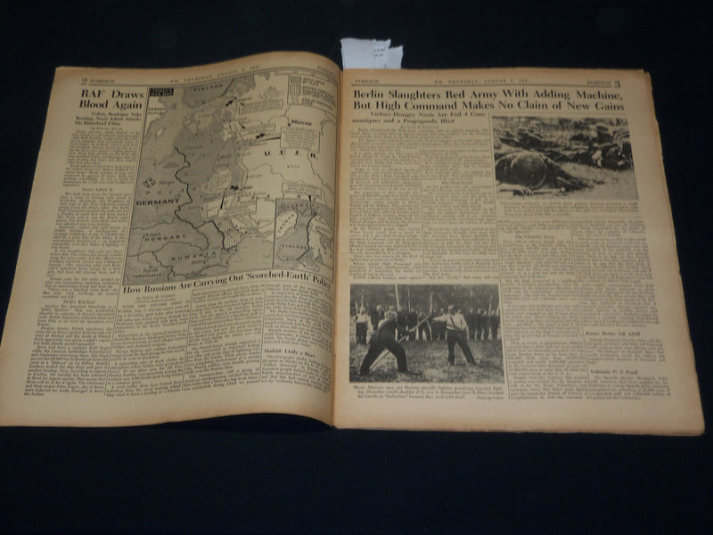 1941 AUGUST 7 PM'S WEEKLY NEWSPAPER - HITLER ADMITS FEAR INSIDE GERMANY- NP 4929