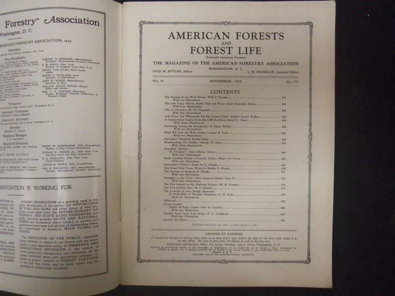 1924 NOVEMBER AMERICAN FORESTS & FOREST LIFE MAGAZINE - ST 4608