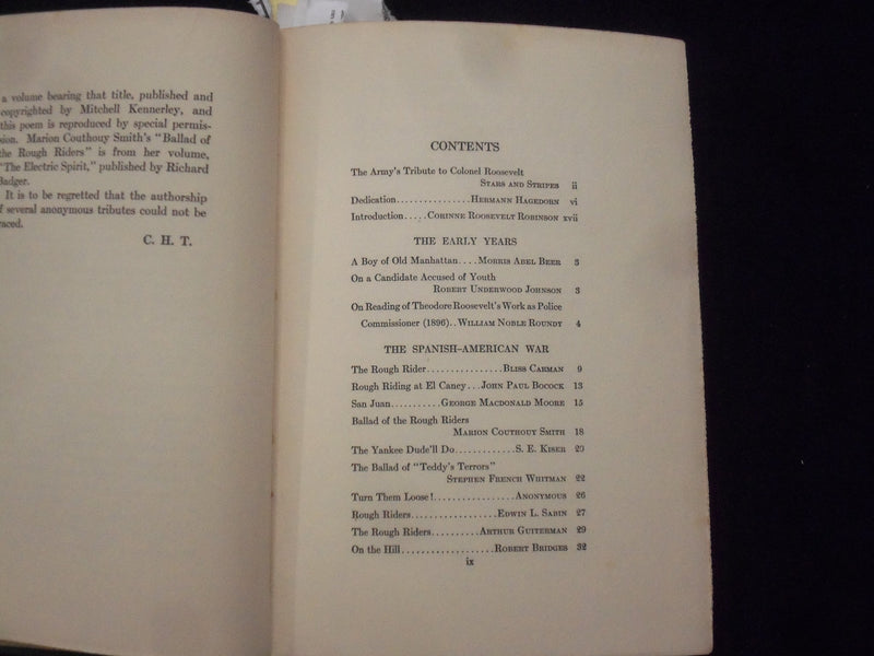 1923 ROOSEVELT AS THE POETS SAW HIM HARDCOVER BOOK BY CHARLES TOWNE - KD 8680