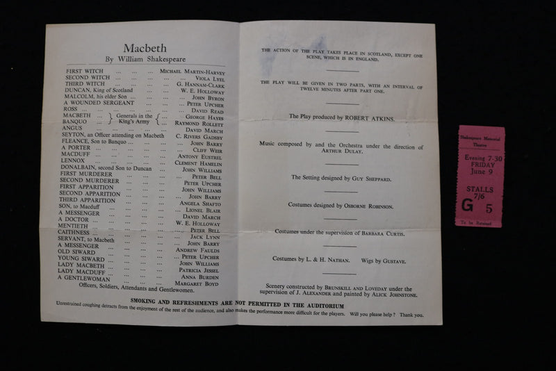 1944 SHAKESPEARE FESTIVAL PROGRAMS - LOT OF 3 & 2 TICKET STUBS - K 2822
