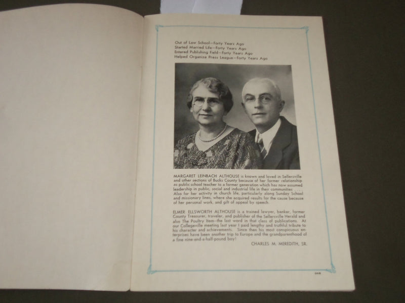 1937 PRESS LEAGUE OF BUCKS AND MONTGOMERY COUNTIES 40TH AMBLER MEETING - J 2698