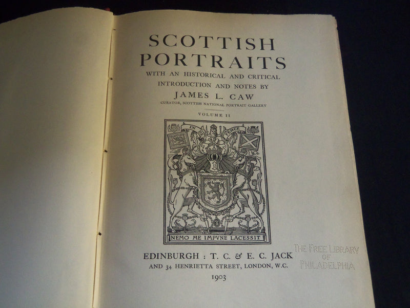 1903 SCOTTISH PORTRAITS HISTORICAL CRITICAL JAMES L. CAW VOLUME 1 & 2 - Z 150