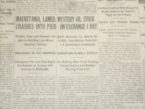 1922 NOVEMBER 25 NEW YORK TIMES - MYSTERY OIL STOCK ON EXCHANGE 1 DAY - NT 8436