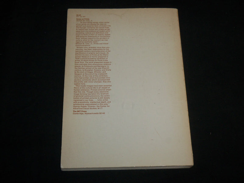 1967 NOTES ON PRINTS SOFTCOVER BOOK BY WILLIAM M. IVINS JR. - KD 6744