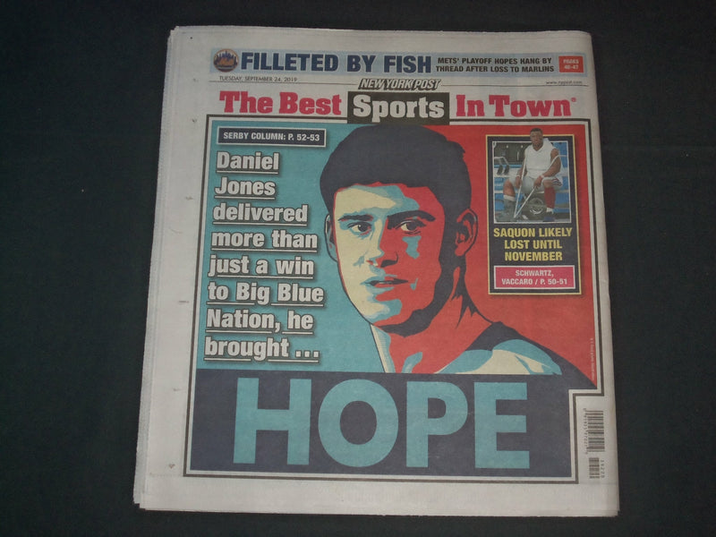 2019 SEP 24 NY POST NEWSPAPER - 5 YEAR OLD SURVIVES; DAD JUMPS IN FRONT OF TRAIN