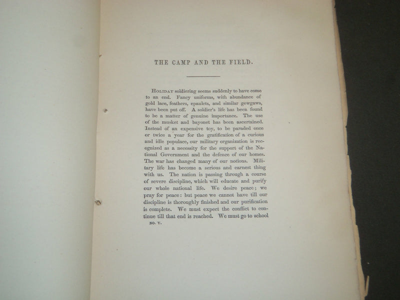 1861 THE CAMP AND THE FIELD BOOK BY ONE OF OUR CHAPLINS - WOODBURY - J 4806