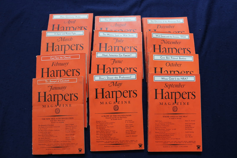 1934 HARPER'S MAGAZINE - LOT OF 12 - COMPLETE YEAR - O 3349