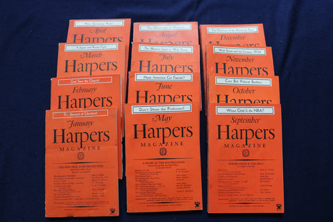 1934 HARPER'S MAGAZINE - LOT OF 12 - COMPLETE YEAR - O 3349