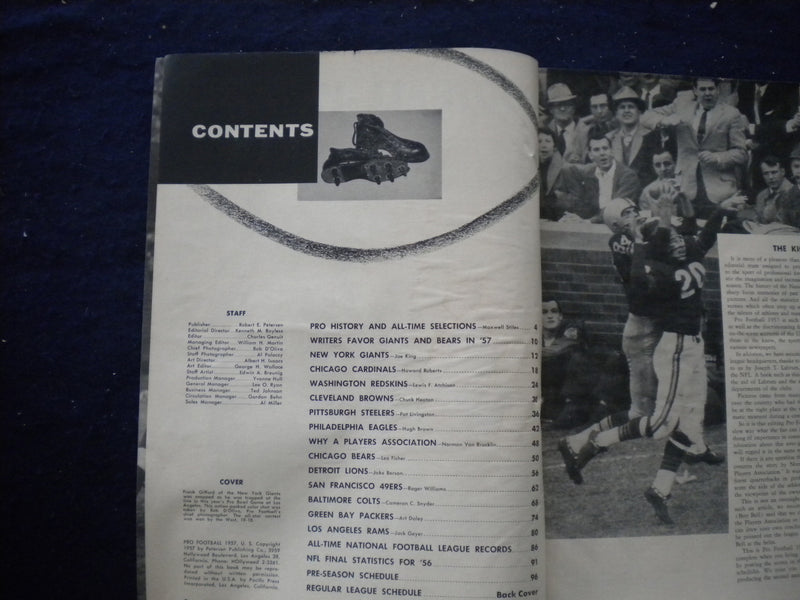 1957 PRO FOOTBALL MAGAZINE - ALL-TIME PRO SELECTIONS - B 439I