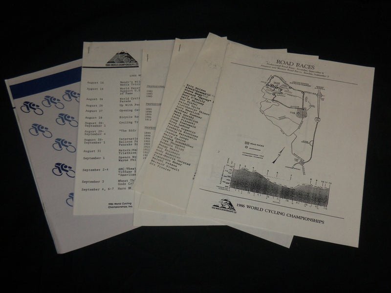 1986 WORLD CYCLING CHAMPIONSHIPS PRESS KIT - COLORADO SPRINGS - J 6789