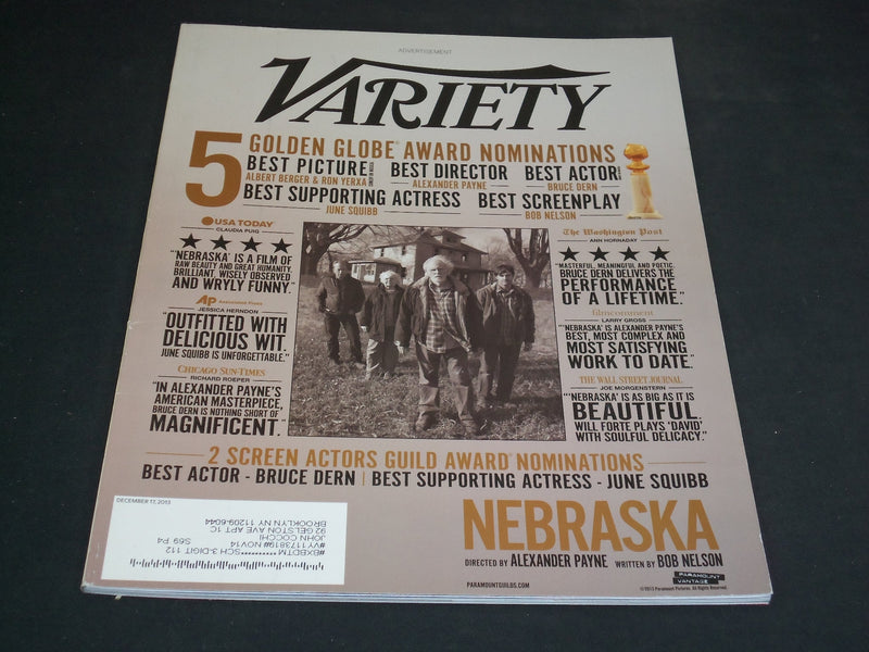 2013 DECEMBER 17 VARIETY MAGAZINE - NEBRASKA - SP 3362