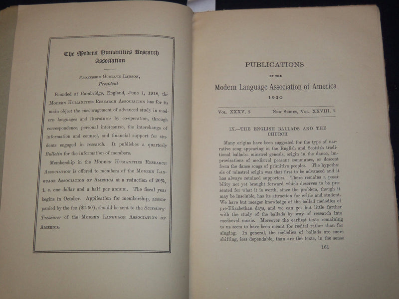 1919-1920 MODERN LANGUAGE ASSOCIATION OF AMERICA PUBLICATIONS LOT OF 4 - K 2080