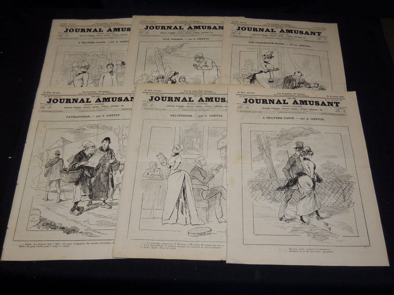 1886 JOURNAL AMUSANT ILLUSTRE FRENCH MAGAZINE LOT OF 34 - FASHION ILLUS- O 3197L