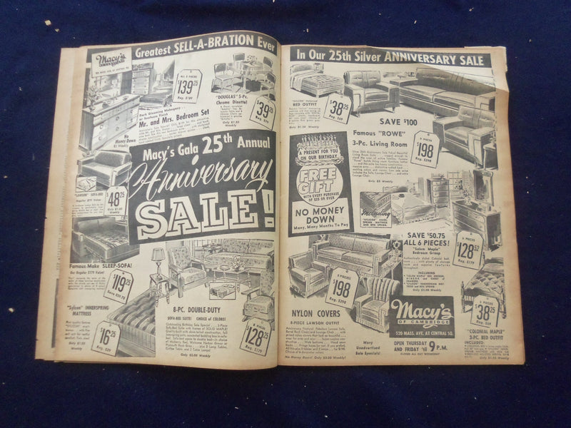 1958 JUNE 26 BOSTON RECORD AMERICAN NEWSPAPER-$1 MIL TO SAVE OLD COLONY- NP 6261