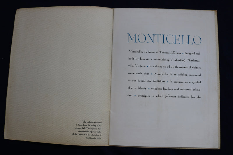 1930'S MONTICELLO GUIDE BOOK - SOFTCOVER - K 810