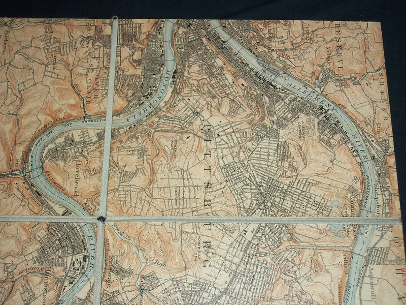 1800'S-1900'S PITTSBURG QUADRANGLE LINEN BACKED MAP - J 5584