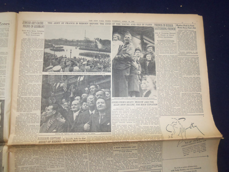 1945 APRIL 10 NEW YORK TIMES - U.S. AND BRITISH ARMIES SPRINT FOR ELBE - NP 6691