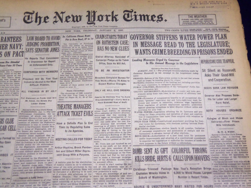 1930 JANUARY 2 NEW YORK TIMES - CRAIN STARTS ROTHSTEIN CASE - NT 3912