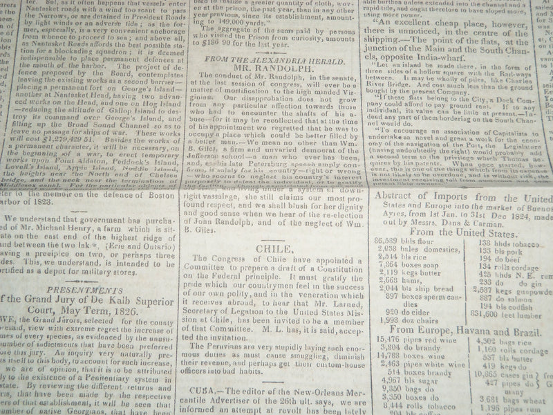 1826 NOVEMBER 3 NEW ENGLAND PALLADIUM & COMMERCIAL ADVERTISER - NP 3979
