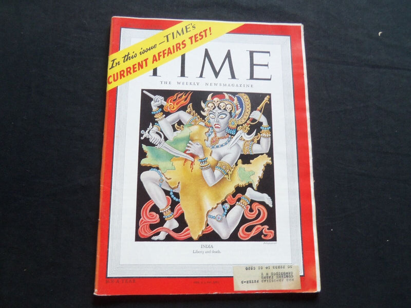 1947 OCTOBER 27 TIME MAGAZINE - INDIA - T 1094