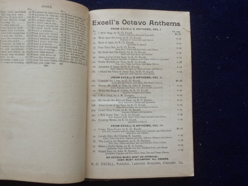 1894 TRIUMPHANT SONGS NO. 4 HARDCOVER BOOK PUBLISHED BY E.O. EXCELL- KD 8437