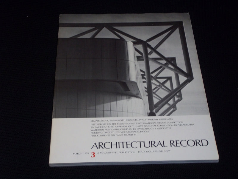 1976 MARCH ARCHITECTURAL RECORD MAGAZINE - KEMPER ARENA KC COVER - E 4037