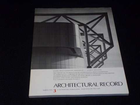 1976 MARCH ARCHITECTURAL RECORD MAGAZINE - KEMPER ARENA KC COVER - E 4037