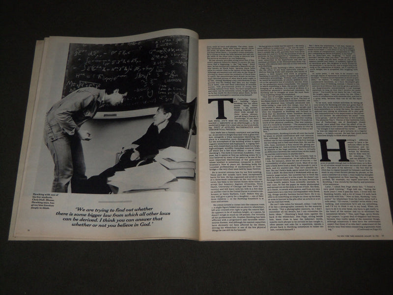1983 JANUARY 23 NEW YORK TIMES MAGAZINE SECTION - STEPHEN HAWKING COVER - J 3068