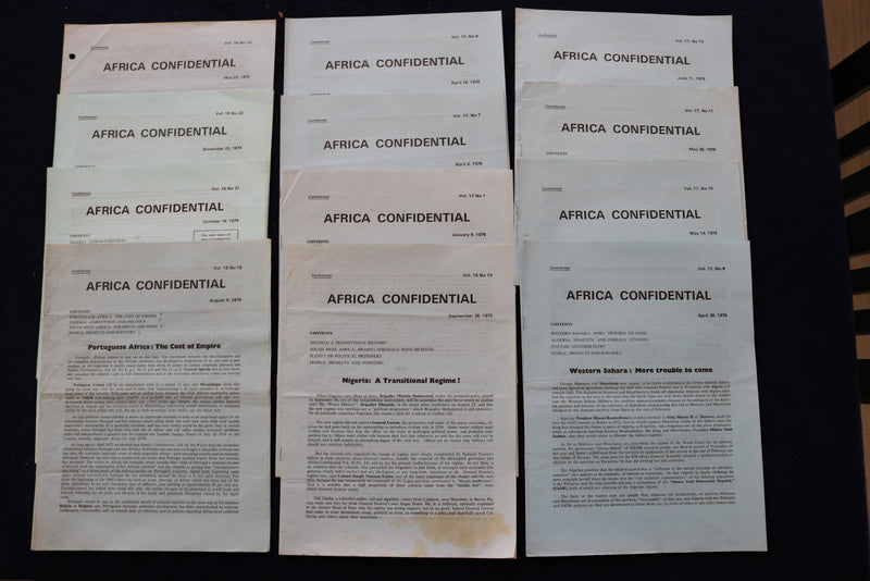 1974-1976 AFRICA CONFINDENTIAL NEWSLETTER PUBLICATION - LOT OF 12 - K 1543