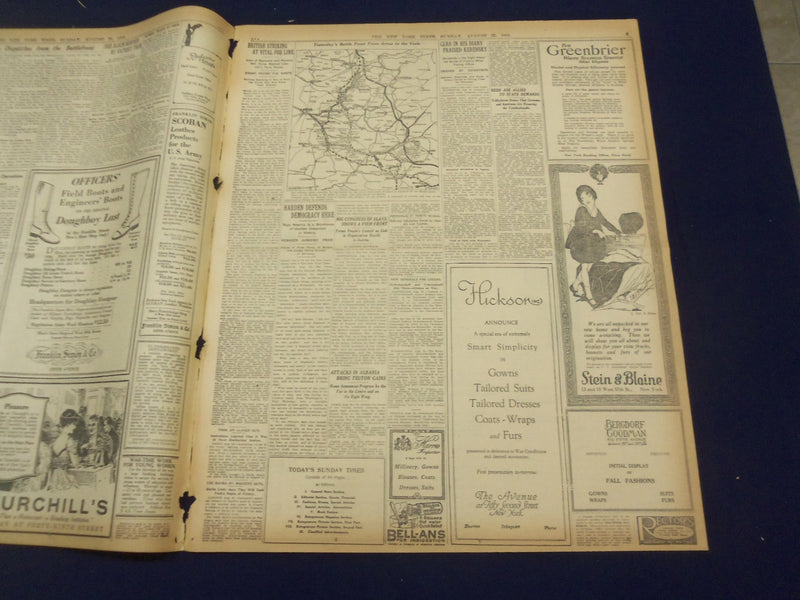 1918 AUGUST 25 NEW YORK TIMES-HAIG CAPTURES BARY, HAS 16,000 PRISIONERS- NT 9201