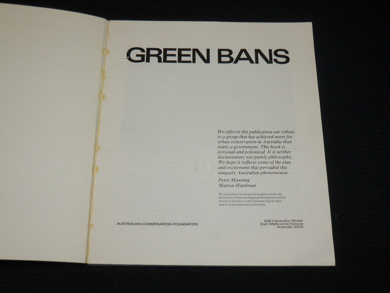 1970'S GREEN BANS - AUSTRALIAN PHENOMENON SOFTCOVER BOOK BY HARDMAN - R 727G