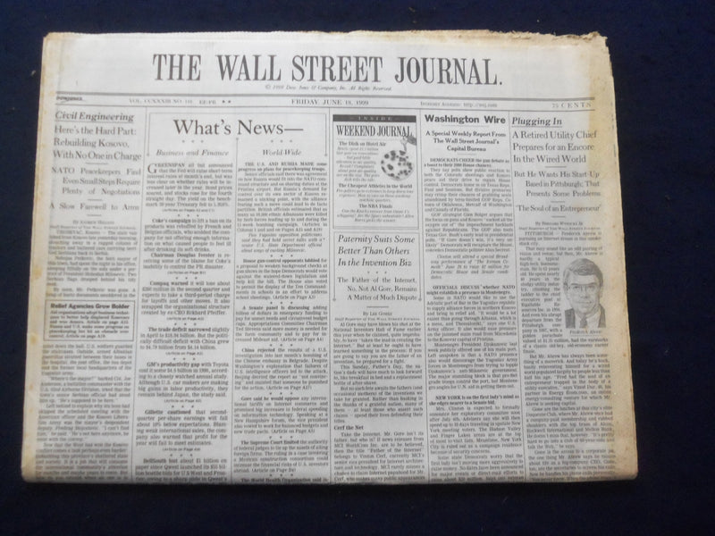 1999 JUNE 18 THE WALL STREET JOURNAL-REBUILDING KOSOVO, NO ONE IN CHARGE- WJ 296