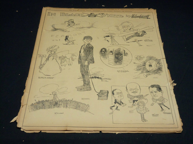 1908 BOSTON HERALD SUNDAY IN BLACK & WHITE SECTIONS LOT OF 7 - GOLDSMITH - UP 86