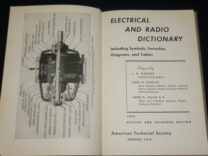1944 ELECTRICAL AND RADIO DICTIONARY BOOK - 10TH PRINTING - KD 6376