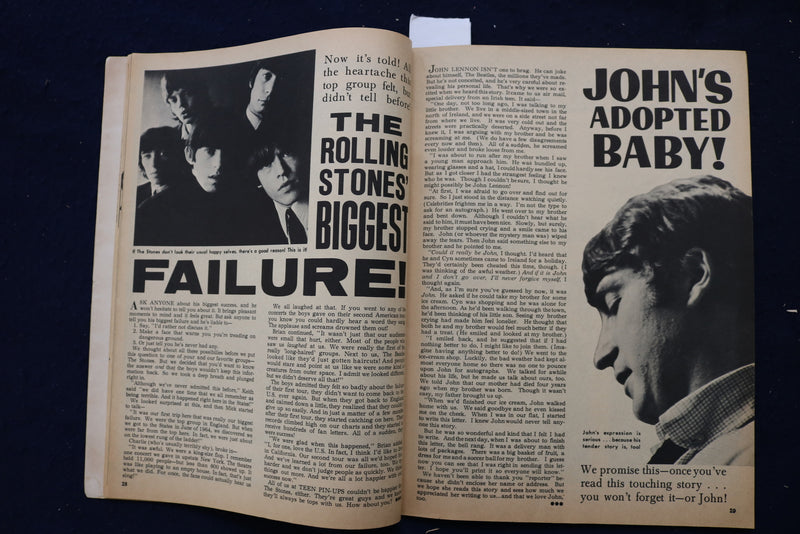 1965 JUNE TEEN PIN-UPS MAGAZINE - THE BEATLES PHOTOS AND ARTICLES - E 18592