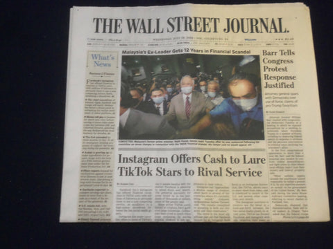 2020 JULY 29 WALL STREET JOURNAL- BARR TELLS CONGRESS PROTECT RESPONSE JUSTIFIED
