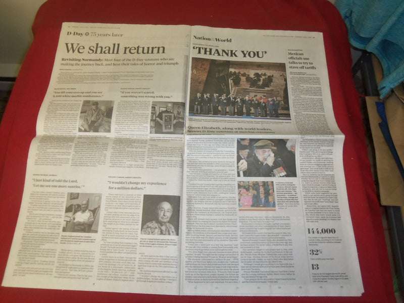 2019 JUNE 6 THE STAR-LEDGER NEWSPAPER - RETURNING TO NORMANDY, 75TH ANNIVERSARY