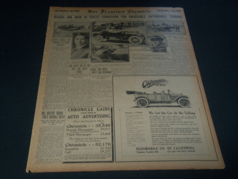 1912 APRIL 7 SAN FRANCISCO CHRONICLE SUNDAY AUTOMOBILE SECTION - NT 7611