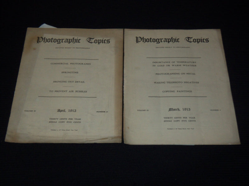 1912-1913 PHOTOGRAPHIC TOPICS MAGAZINE LOT OF 7 - NEW YORK - K 3117