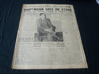 1935 JAN 25 PHILADELPHIA RECORD NEWSPAPER - HAUPTMANN GOES ON STAND - NT 7262