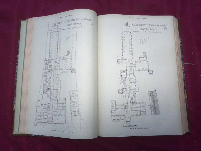 1916 JAN-DEC THE BUILDER U. K. MAGAZINE BOUND VOLUMES - 2 VOLS - FOLD OUTS- C 38