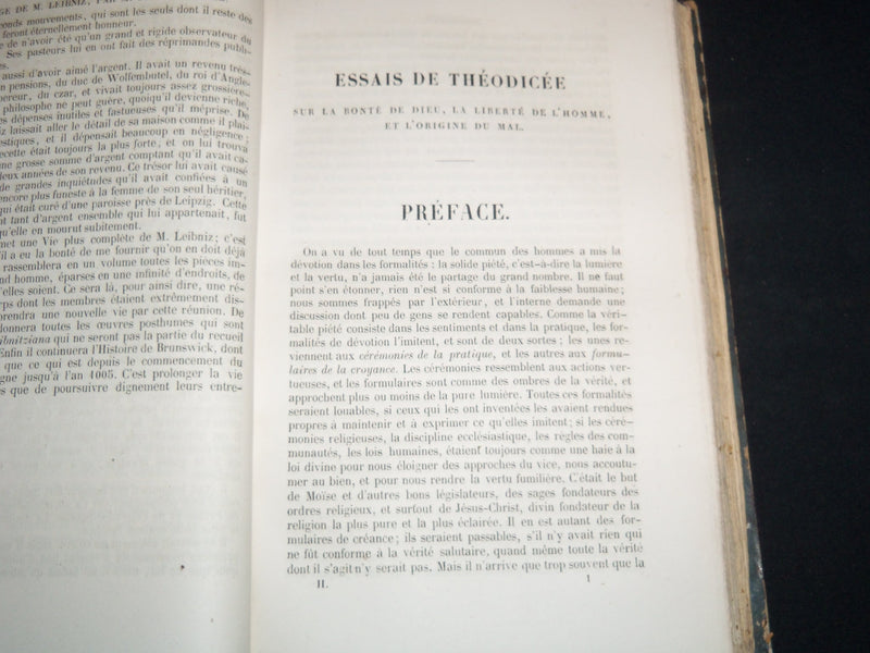 1842 OEUVRES DE LEIBNIZ FRENCH VOLUME BY M. A. JACQUES - PART 1 & 2 - KD 4815H