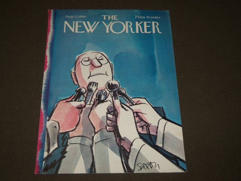 1968 AUGUST 17 NEW YORKER MAGAZINE FRONT COVER ONLY - GREAT ART FOR FRAMING
